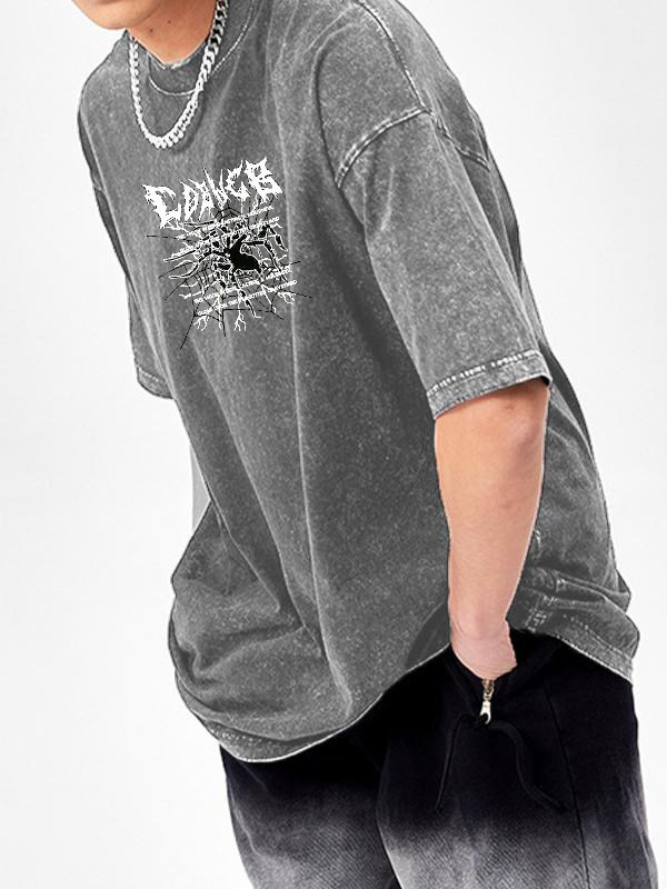Übergroßes, kurzärmliges T-Shirt mit Spinnen-Print für Herren