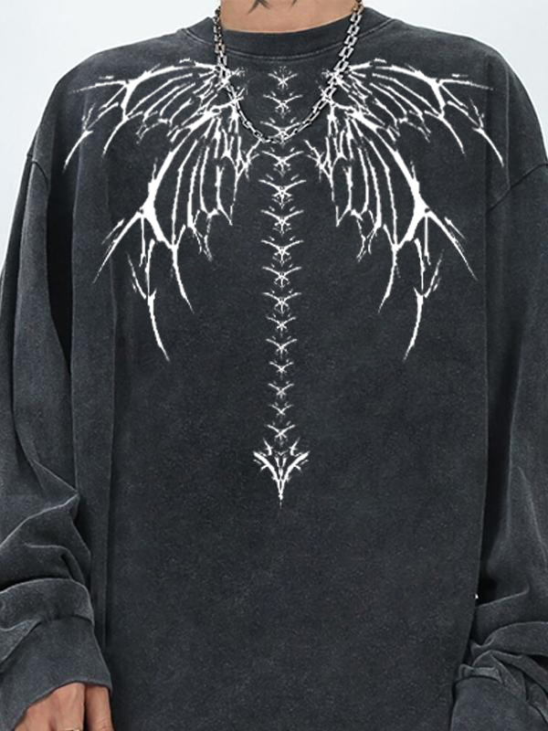 Übergroßes Langarm-T-Shirt mit Skelett-Motiv für Herren