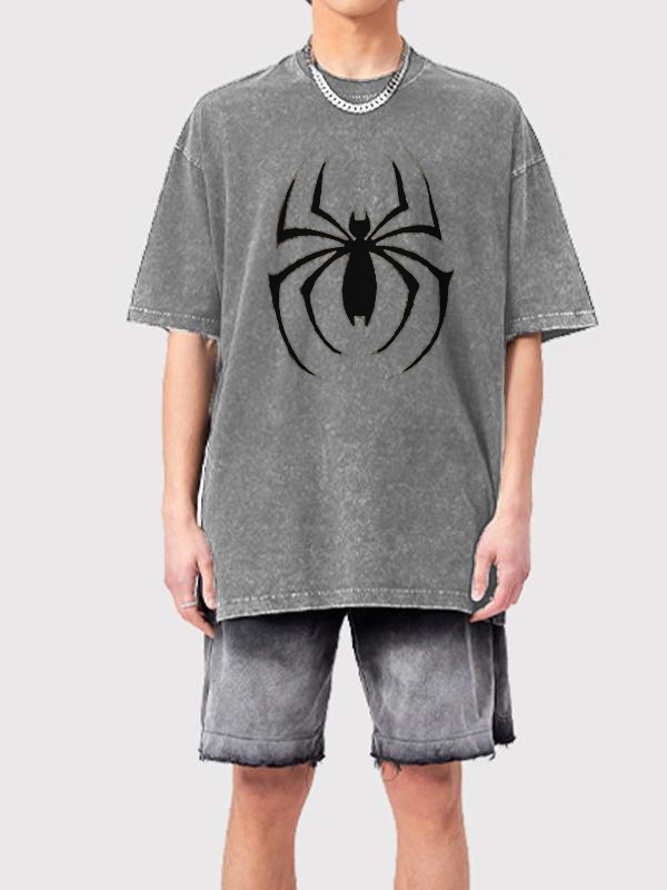Übergroßes, kurzärmliges Washed Spider-T-Shirt für Herren