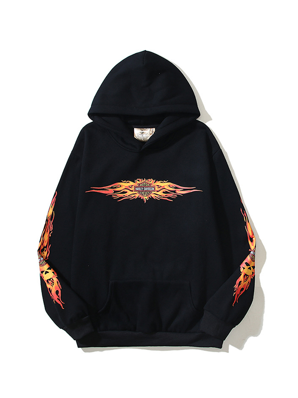 Übergroßer Langarm-Hoodie mit Samt-Print für Herren Street Plus