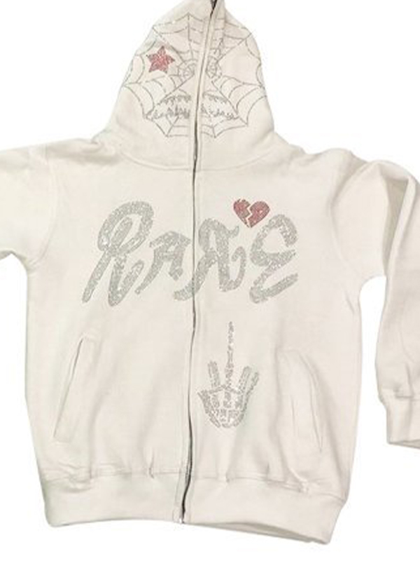 Übergroßer Hoodie mit Strass-Print für Herren