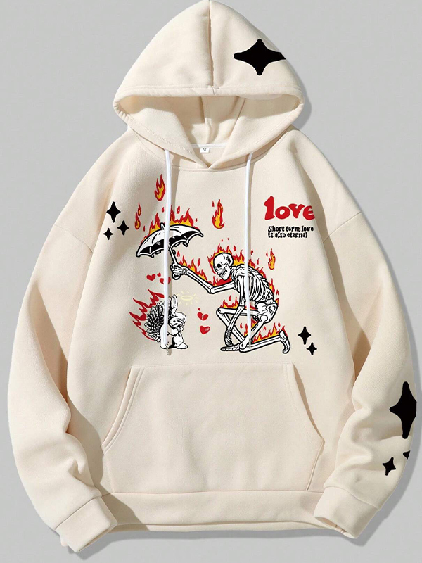 Übergroßer Hoodie mit Totenkopf-Print für Herren