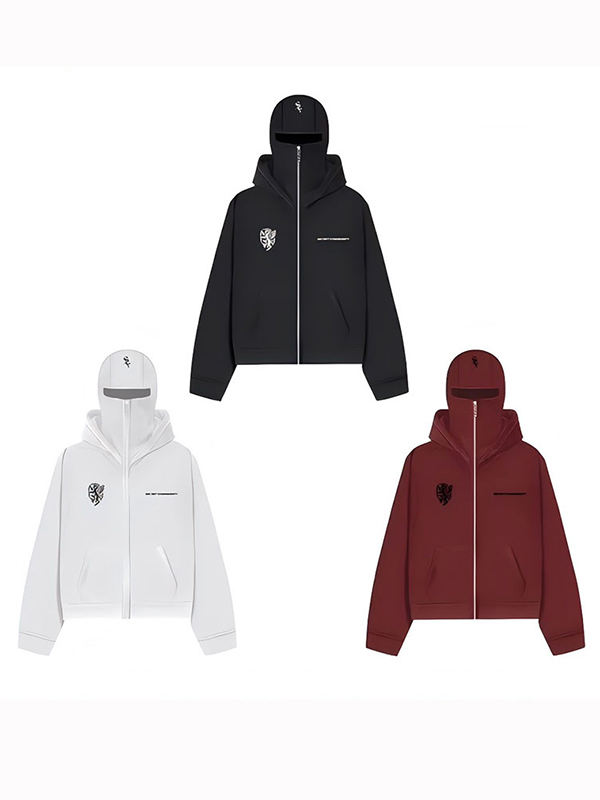 Übergroßer Street-Hoodie mit Doppelkapuze und Reißverschluss für Herren