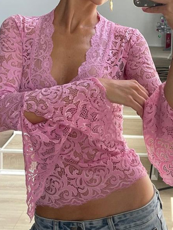 Langarm-T-Shirt mit Spitze