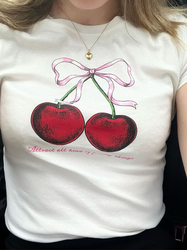 Kurzärmliges T-Shirt mit Lychee-Print