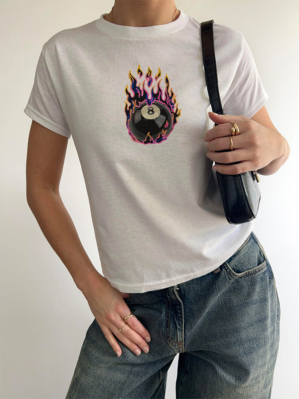 Kurzärmliges T-Shirt mit Billard-Print