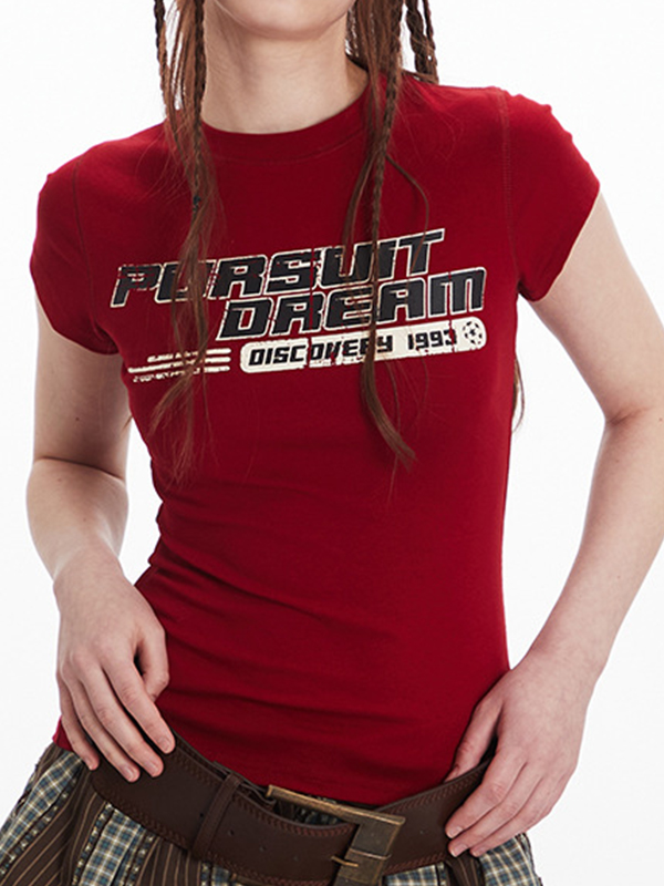 Kurzarm-T-Shirt mit Buchstaben-Print