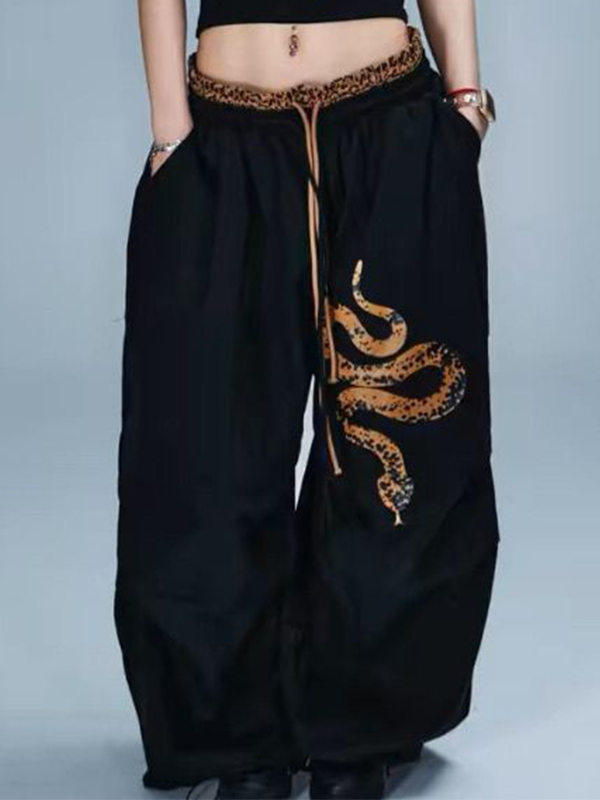 Hose mit weitem Bein und Drachen-Print