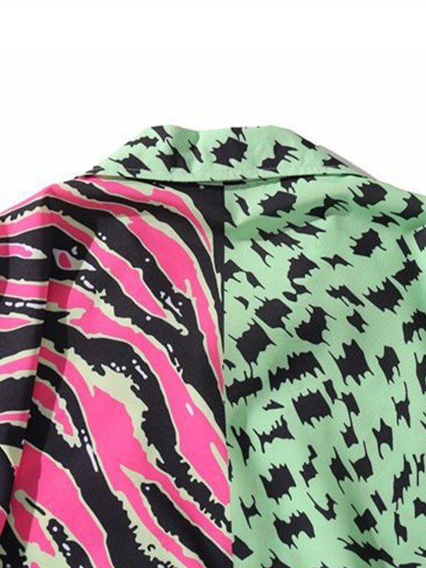 Herren-Patchwork-Hemd mit Animal-Print