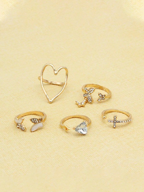 5 Stück Strass-Dekor-Manschettenring