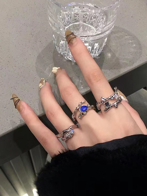 3-teiliges Zirkon-Silber-Manschettenring-Set