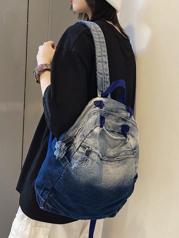 Denim-Rucksack mit Farbverlauf in Vintage-Waschung