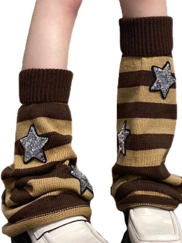 Gestreifter Beinwärmer mit Paillettenstern