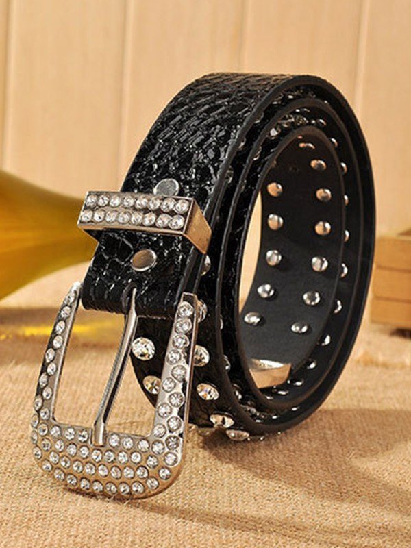 Doppelter Strass-PU-Ledergürtel