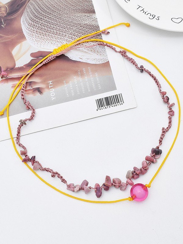 2 Stück Vintage Stein Anhänger Halskette