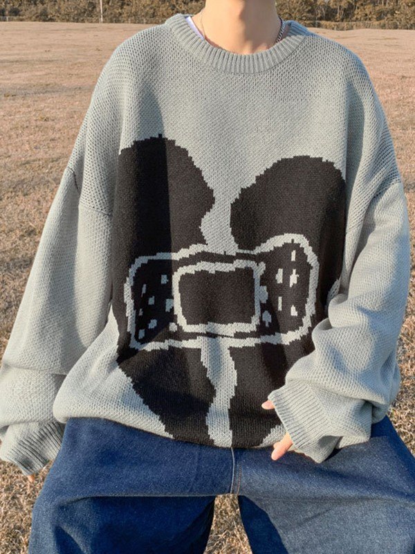 Herren-Herz-Jacquard-Pullover