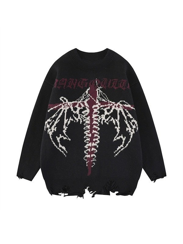 Distressed-Pullover mit Kreuz-Jacquard für Herren