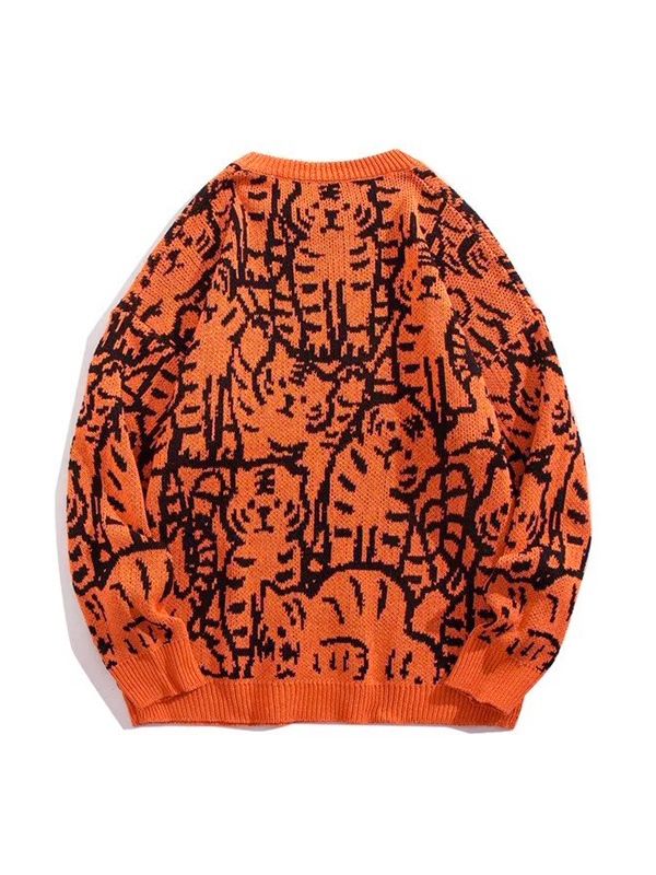 Herren-Tiger-Jacquard-Pullover