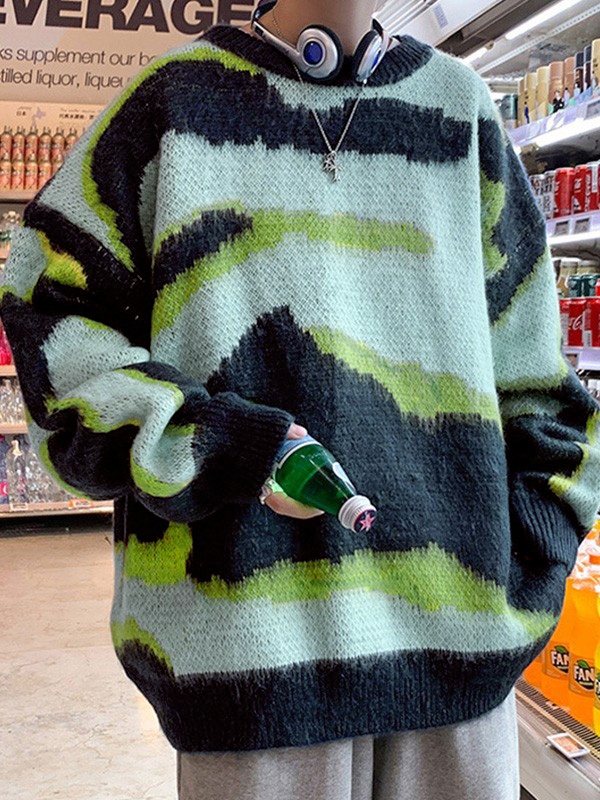 Herren Tie Dye Pullover Strickpullover