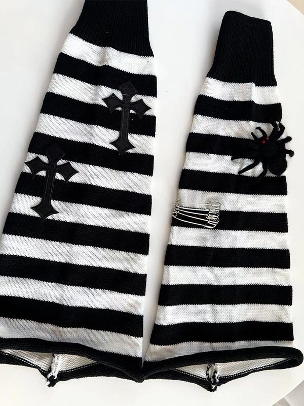 Punk Kreuz gestreifte Beinwärmer