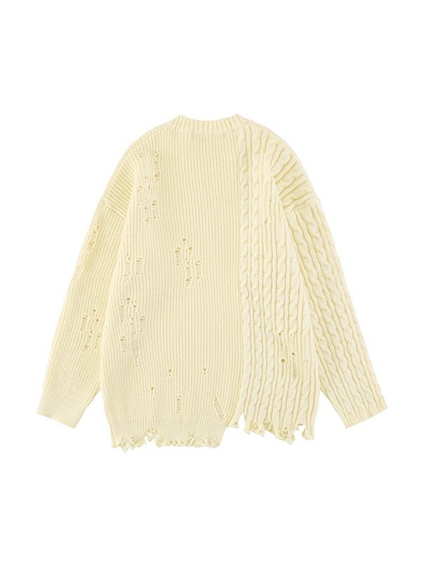 Zopfmuster-Pullover im Distressed-Stil für Herren