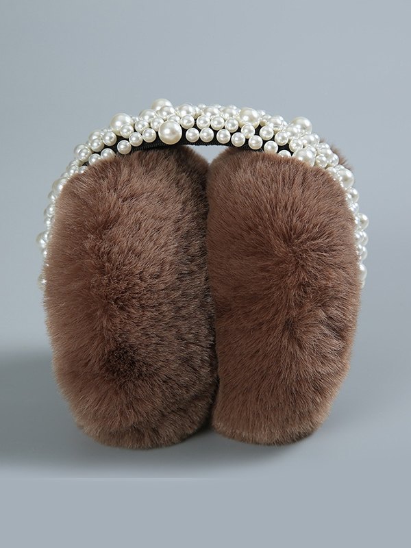 Fuzzy-Ohrenschützer mit Kunstperlenverzierung