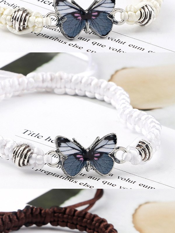 Schmetterlings-Charme-geflochtenes Seil-Armband