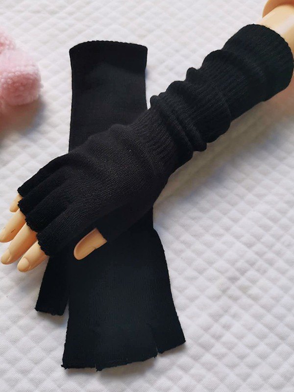 Halbfinger gestrickte Armwärmer-Handschuhe