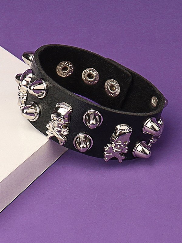 Punk Rivet Skull Chunky Pu-Leder-Armband