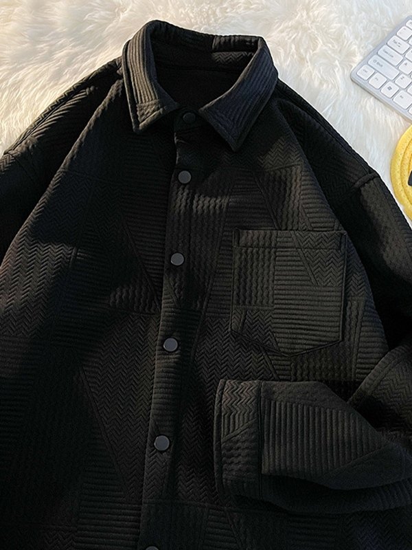 Herren-Jacquard-Button-Down-Langarmhemd