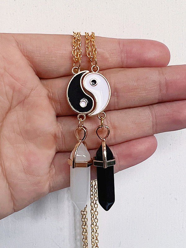 2 Stück Tai Chi Stein Anhänger Halskette