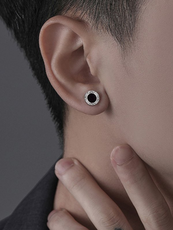 Galaxy schwarze Ohrstecker für Herren