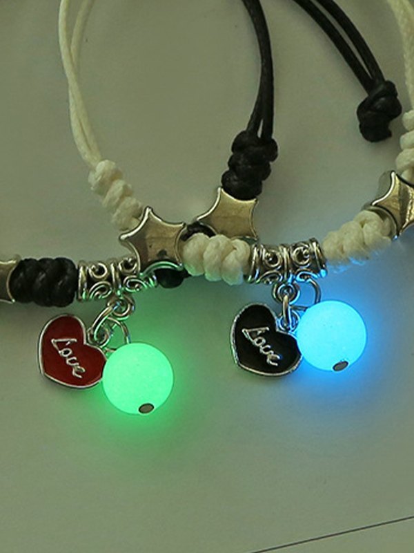 1 Paar leuchtende Perlen geflochtenes Seilarmband