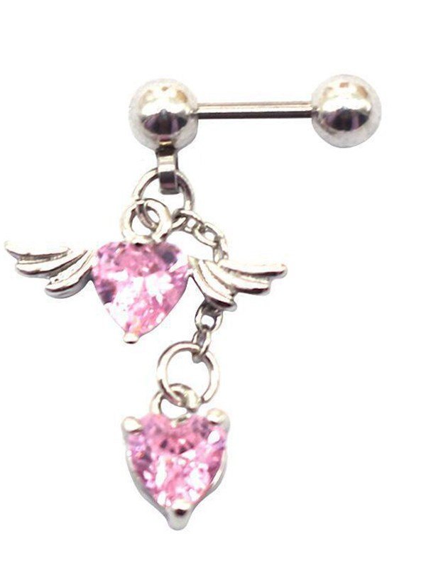1 Stück geflügelter Herz-Tropfenohrring