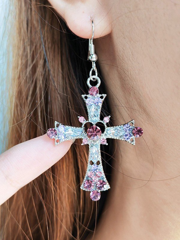 Boho Strass Kreuz Charm Ohrringe
