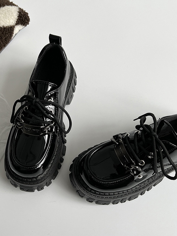 Schnür-Plateau-Mary-Jane-Schuhe