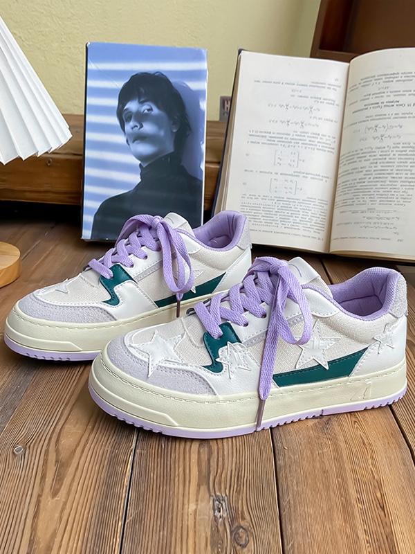 Stern-Patchwork-Kontrastfarbenschuhe