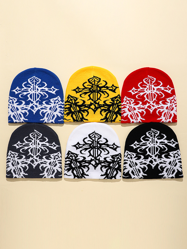 Hip Pop Beanie-Mütze mit Kreuzmuster