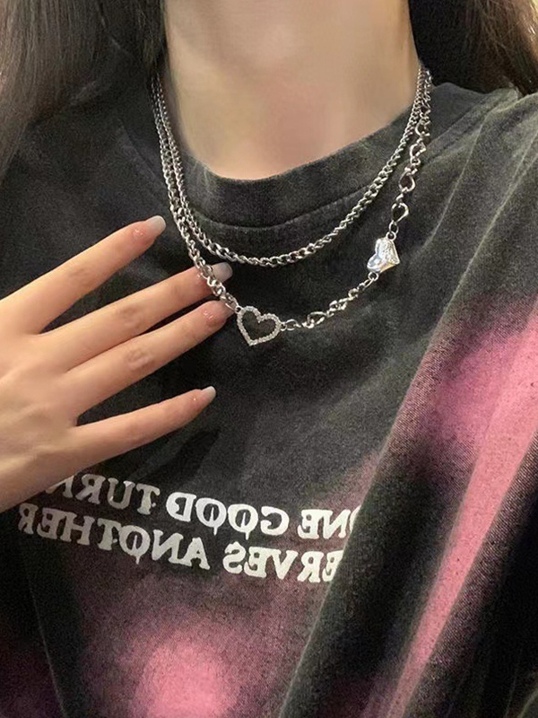 Doppellagige Herz-Design-Halskette