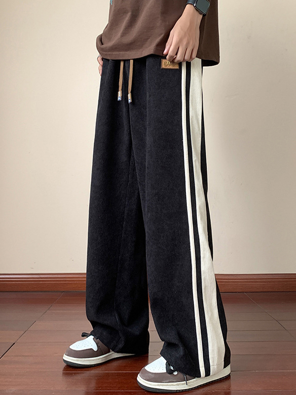 Lose gestreifte Retro-Hose mit geradem Bein für Herren