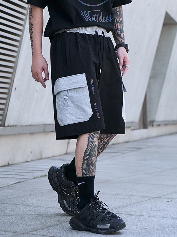 Freizeitshorts für Herren in Kontrastfarbe mit großen Taschen