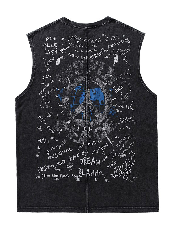 Weste für Herren im Retro-Look mit Buchstaben-Print