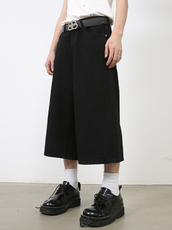 Gerade Jeansshorts im Retro-Stil mit weitem Bein für Herren