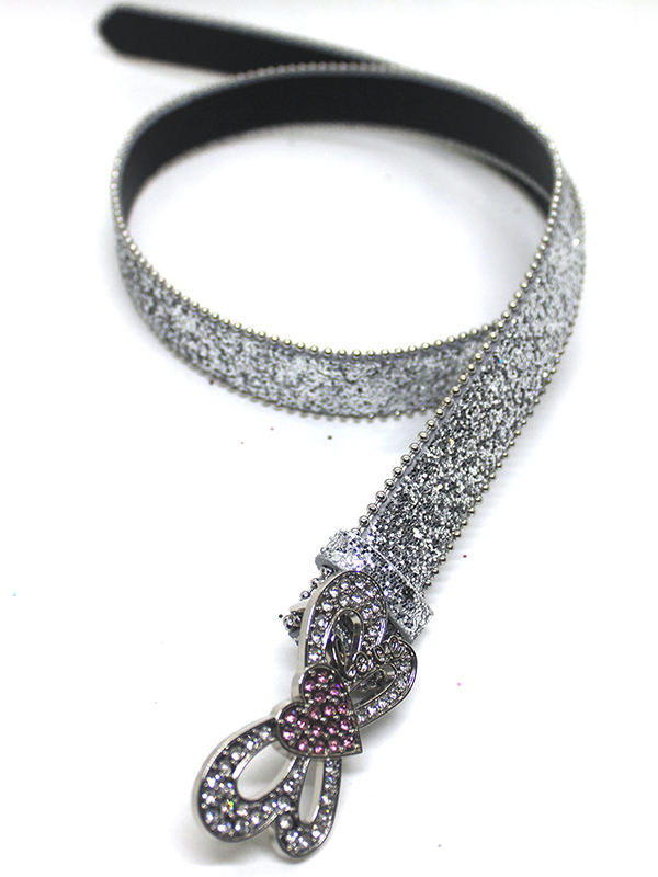 Gürtel mit Pailletten und Strasssteinen, Herz und Schmetterling